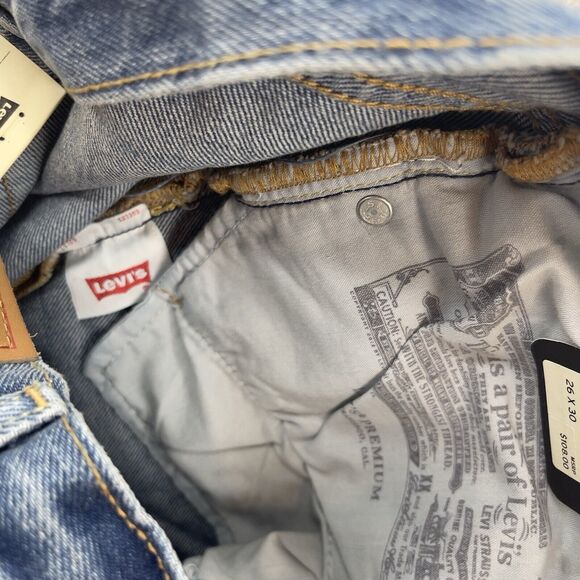 Levi's 501 '90s Jeans Women 26x30 Blue Straight Destroyed Button Fly Denim Big E - Picture 9 of 16